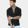 Saint Morta Knitted Button Up T-Shirt Black -Nuvora Fit Sales 02041881 YB001 mens 0010
