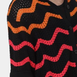 Loiter Breeze Knit Button-Up Shirt Black -Nuvora Fit Sales 02041884 YB001 mens 0070