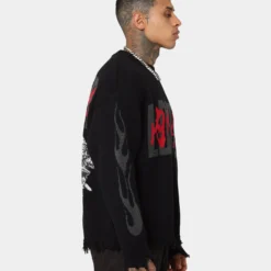 Loiter Honour Knit Sweater Black -Nuvora Fit Sales 02041900 YB001 mens 0060