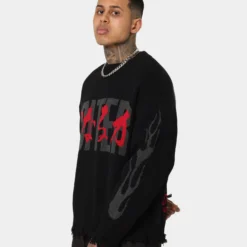 Loiter Honour Knit Sweater Black -Nuvora Fit Sales 02041900 YB001 mens 0070