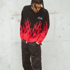 Loiter Inferno Knit Sweater Black/Red