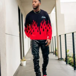 Loiter Inferno Knit Sweater Black/Red -Nuvora Fit Sales 02041912 YB004 mens 0016 scaled