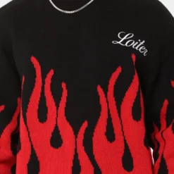 Loiter Inferno Knit Sweater Black/Red -Nuvora Fit Sales 02041912 YB004 mens 0030