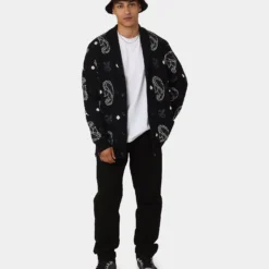Carre Bandana Distressed Cardigan Black -Nuvora Fit Sales 02042037 YB001 mens 0020