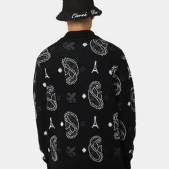 Carre Bandana Distressed Cardigan Black -Nuvora Fit Sales 02042037 YB001 mens 0040