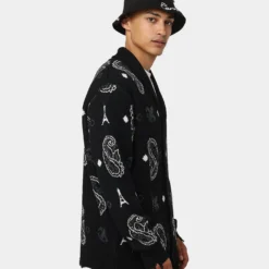 Carre Bandana Distressed Cardigan Black -Nuvora Fit Sales 02042037 YB001 mens 0050