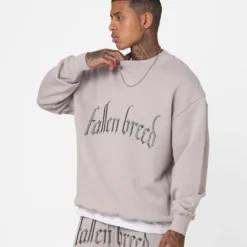 Fallen Breed Logo Crewneck Light Grey -Nuvora Fit Sales 02042092 YL210 mens 0060