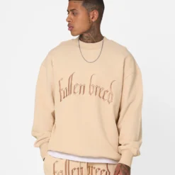 Fallen Breed Logo Crewneck Nude -Nuvora Fit Sales 02042092 YN341 mens 0060