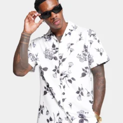 Nuvora Fit Sales 34 XXIII Milo Floral Button Up Shirt White