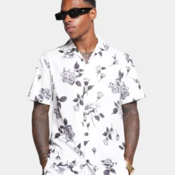 XXIII Milo Floral Button Up Shirt White 10 XXIII Milo Floral Button Up Shirt White -Nuvora Fit Sales 02042260 YW100 mens 0030