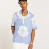 Carre Rose Bunch Button Up Shirt Light Blue -Nuvora Fit Sales 02042349 YL200 mens 0001 scaled