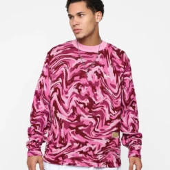 Advisory Board Crystals ABC. 123. Warped Camo Crewneck Rubellite Pink