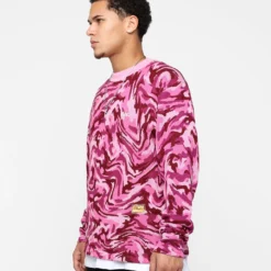 Advisory Board Crystals ABC. 123. Warped Camo Crewneck Rubellite Pink -Nuvora Fit Sales 02042368 YR266 mens 0060