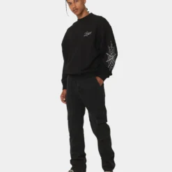 Loiter Spider Rhinestone Crewneck Black -Nuvora Fit Sales 02042438 YB001 mens 0080