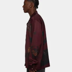 International Collective Casino Essentials Button Down Shirt Burgundy -Nuvora Fit Sales 02042525 YX500 mens 0080