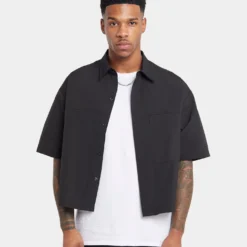 XXIII Felix Cropped Button Up Shirt Black -Nuvora Fit Sales 02042545 YB001 mens 0011