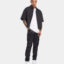 XXIII Felix Cropped Button Up Shirt Black -Nuvora Fit Sales 02042545 YB001 mens 0021