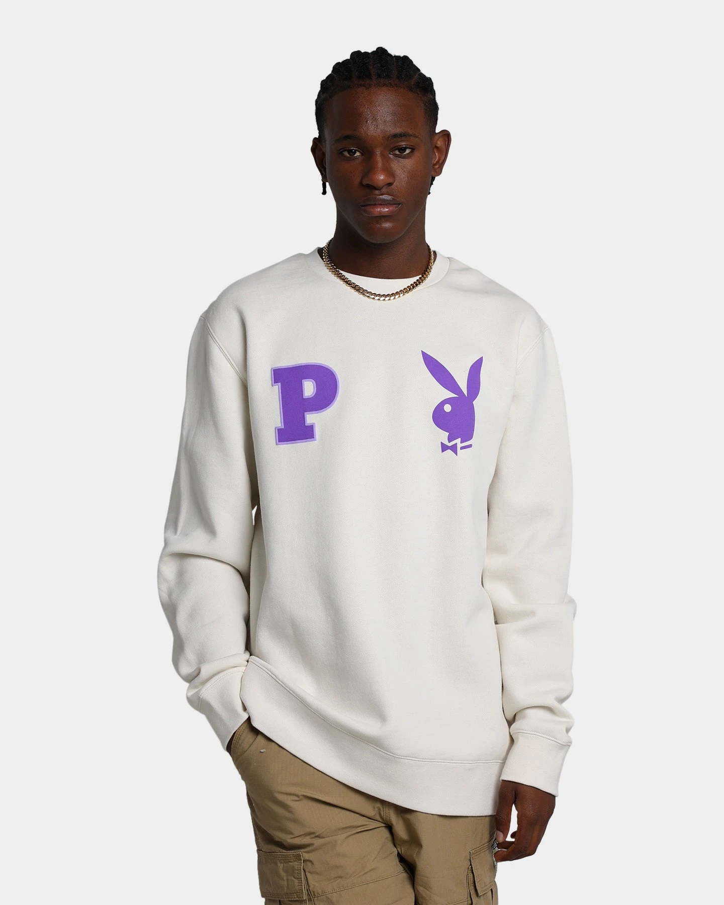 Playboy By Culture Kings Varsity Crewneck Ecru 5 Playboy By Culture Kings Varsity Crewneck Ecru - Image 3