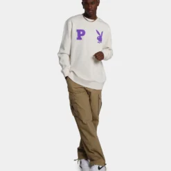 Playboy By Culture Kings Varsity Crewneck Ecru 19 Playboy By Culture Kings Varsity Crewneck Ecru -Nuvora Fit Sales 02042558 YE017 mens 0080