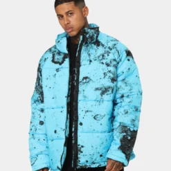 Saint Morta Acid Puffer Jacket Cyan/Black
