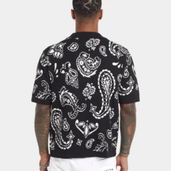 XXIII Ethan Paisley Button Up Shirt Black -Nuvora Fit Sales 02043164 YB001 mens 040