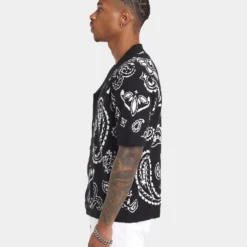 XXIII Ethan Paisley Button Up Shirt Black -Nuvora Fit Sales 02043164 YB001 mens 060