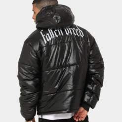 Fallen Breed Logo Puffer Jacket Black -Nuvora Fit Sales 02043238 YB001 mens 0030