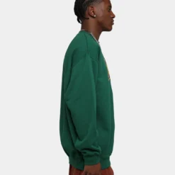 X-Large College Logo Crewneck Green -Nuvora Fit Sales 02043246 YG600 mens 0050