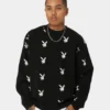 Playboy By CK Bunny Knit Sweater Black -Nuvora Fit Sales 02043357 YB001 mens 0010
