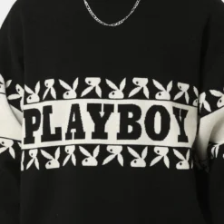 Playboy By CK Cozy Knit Sweater Black/Off White -Nuvora Fit Sales 02043468 YB362 mens 0030