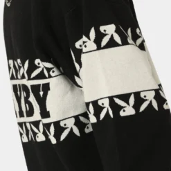 Playboy By CK Cozy Knit Sweater Black/Off White -Nuvora Fit Sales 02043468 YB362 mens 0070