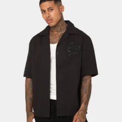 Saint Morta Gothic Bowling Shirt Black