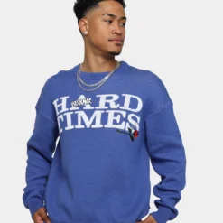 Pas De Mer Hard Times Knit Crewneck Blue