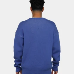 Pas De Mer Hard Times Knit Crewneck Blue -Nuvora Fit Sales 02043749 YX001 mens 0040