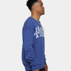 Pas De Mer Hard Times Knit Crewneck Blue -Nuvora Fit Sales 02043749 YX001 mens 0050