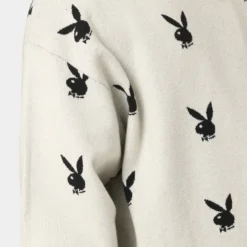 Playboy By CK Bunny Knit Sweater V2 Off White -Nuvora Fit Sales 02044055 YO007 mens 0070
