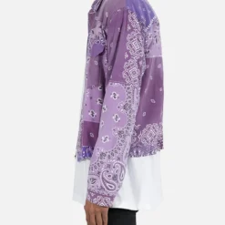 MNML Bandana Trucker Shirt Purple -Nuvora Fit Sales 02044061 YP200 mens 0030