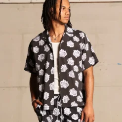 Saint Morta Vintage Rose Short Sleeve Shirt Black 13 Saint Morta Vintage Rose Short Sleeve Shirt Black -Nuvora Fit Sales 02044600 YB001 mens 0010
