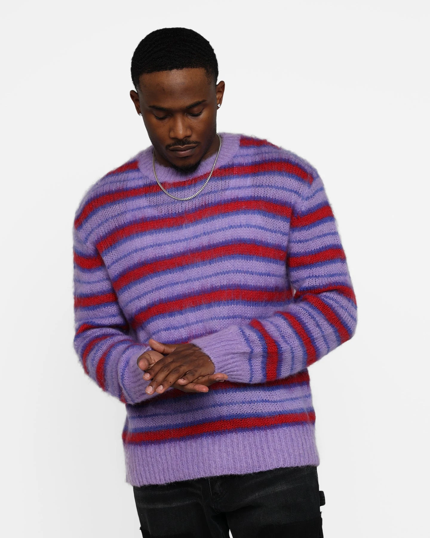 MNML Striped Mohair Sweater Purple 3 MNML Striped Mohair Sweater Purple