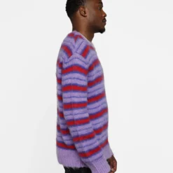 MNML Striped Mohair Sweater Purple 13 MNML Striped Mohair Sweater Purple -Nuvora Fit Sales 02044644 YP200 mens 0050