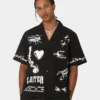 Loiter Tattoo Button Up Shirt Black -Nuvora Fit Sales 02044715 YB001 mens 0010