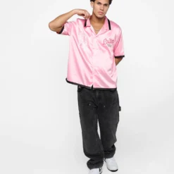 Loiter Flora Button Up T-Shirt Pink -Nuvora Fit Sales 02044723 YP001 mens 0080