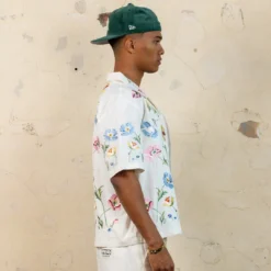 404 Midsommar Embroidered Button Up T-Shirt Ecru -Nuvora Fit Sales 02044824 YE017 mens 00050