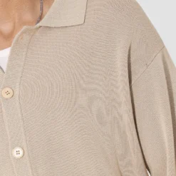 Saint Morta Knitted Long Sleeve Button Up Shirt Tan -Nuvora Fit Sales 02045122 YT001 mens 0070 cd804b1d 3161 41b7 b755 f7b3b7c53b62