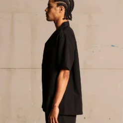 Saint Morta Seersucker Short Sleeve Shirt Black -Nuvora Fit Sales 02045139 YB001 mens 0060 49bbfe05 53be 437b a7e7 4cb2de234659