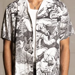 Saint Morta Babylon Short Sleeve Shirt Black/White -Nuvora Fit Sales 02045153 YB012 mens 00030