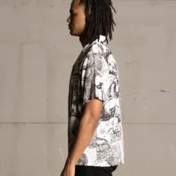 Saint Morta Babylon Short Sleeve Shirt Black/White -Nuvora Fit Sales 02045153 YB012 mens 00060