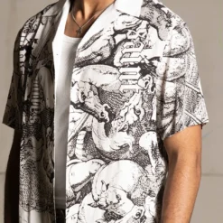 Saint Morta Babylon Short Sleeve Shirt Black/White -Nuvora Fit Sales 02045153 YB012 mens 00070