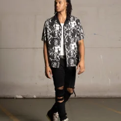 Saint Morta Mad God Short Sleeve Shirt Black/White -Nuvora Fit Sales 02045154 YB012 mens 00020