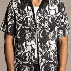 Saint Morta Mad God Short Sleeve Shirt Black/White -Nuvora Fit Sales 02045154 YB012 mens 00030